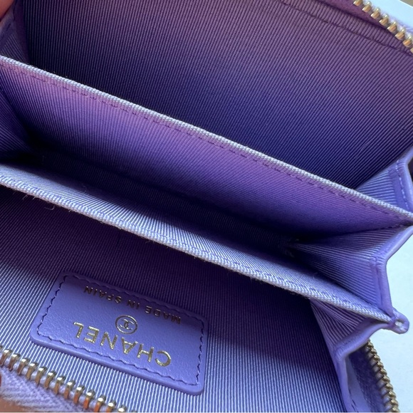 Used Chanel Zip Coin Purse Cardholder / Purple - Picture 7 of 12